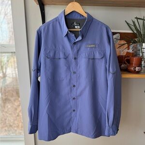 Habit Blue Gray UV Sun Protection Button Down Fishing Shirt Size Medium